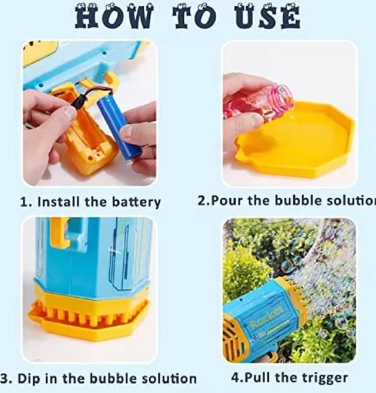 Bubble Gun Machine for Kids | Automatic Soap Bubble Blower Toy with LED Lights & Music | Fun Outdoor & Party Game for Children